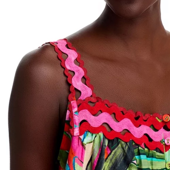 NWT FARM RIO Jardin De Reve Sleeveless Floral Tropical Blouse Top - Picture 4 of 9